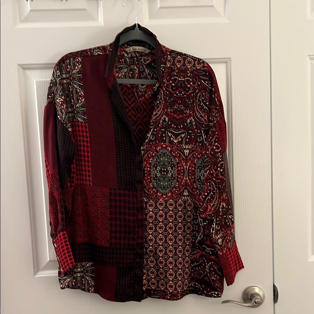 Zara Basic Multicolor Patterned Shirt - image 1